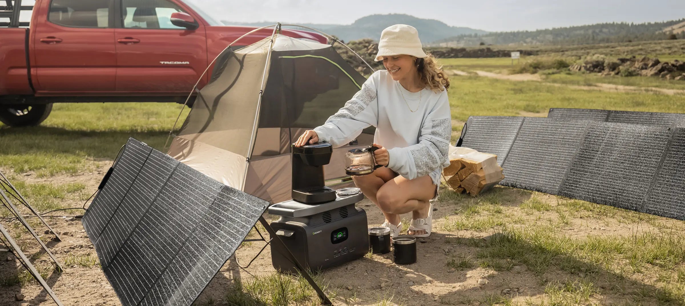 Tent Camping with solar generator