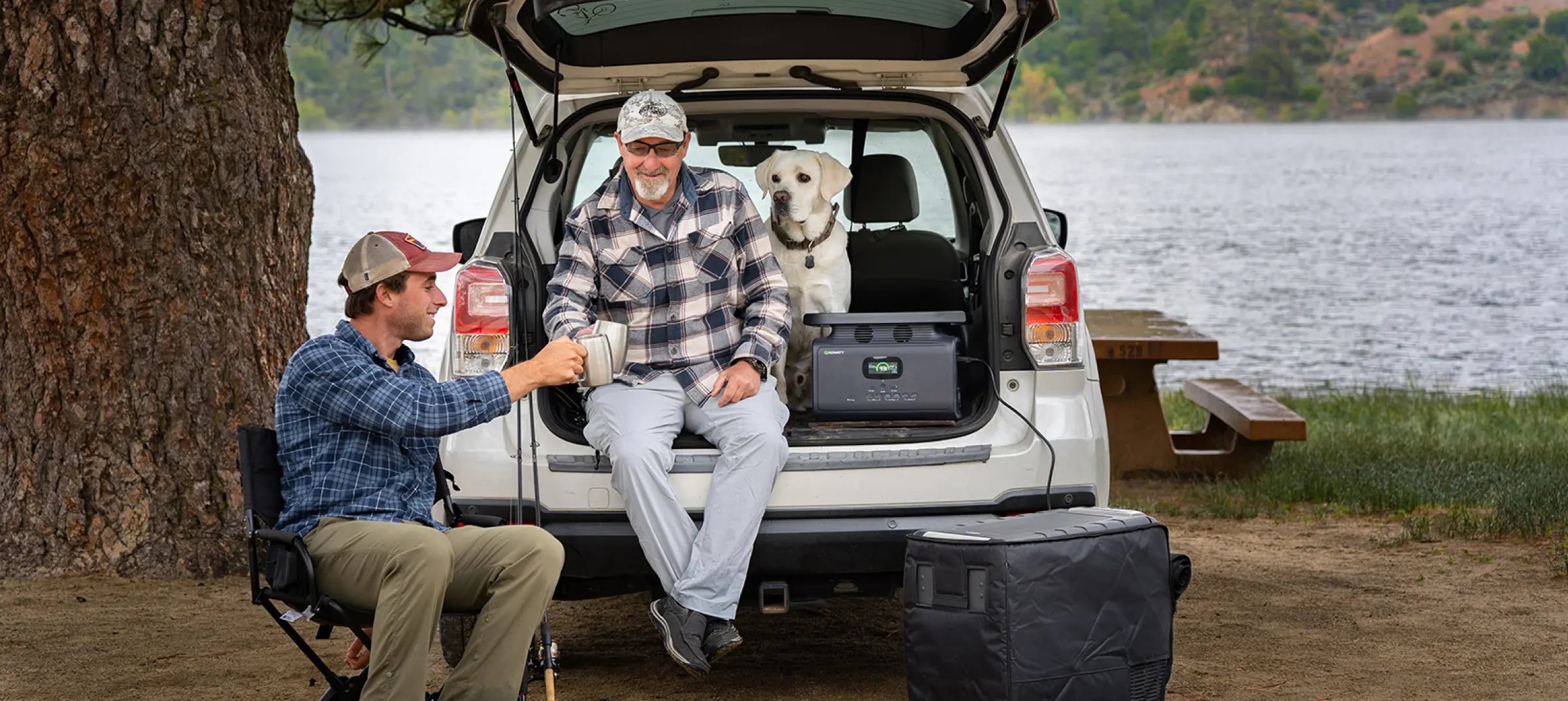 car camping with solar generator INFINITY 1500