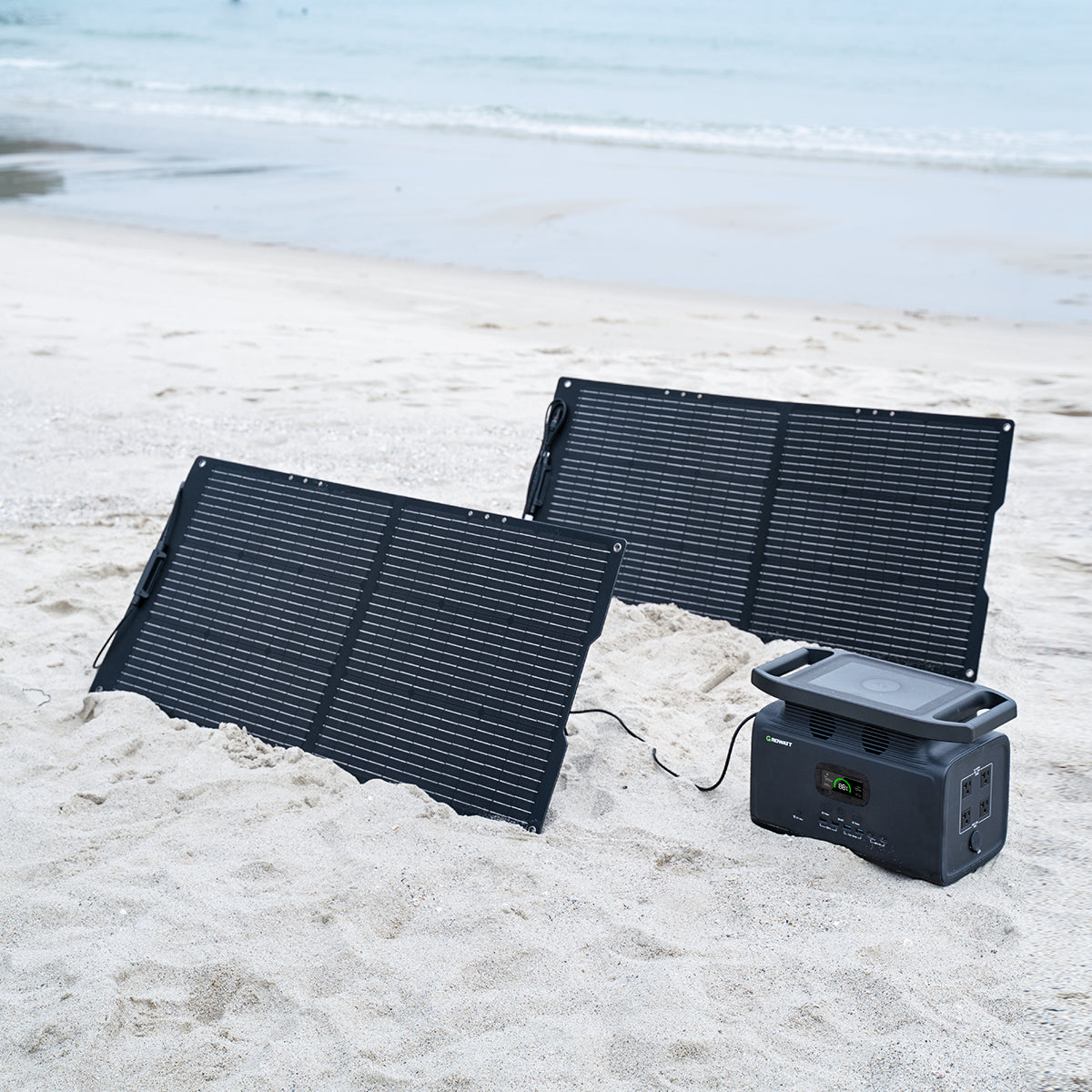 GROWATT Panel solar portátil de 200 W para estación de energía, cargador  solar plegable de 24 V con soportes ajustables, conector universal, a  prueba