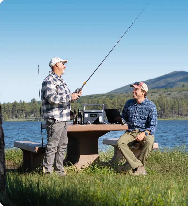 2 men fishing with Growatt VITA 550